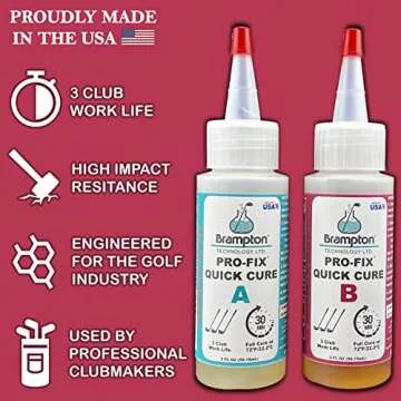 Brampton PRO-FIX Quick Cure Golf Epoxy - 30 Minute Golf Club Repair - Ideal for All Golf Clubs and S...