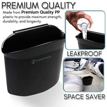 ZONETECH Mini Car Garbage Can - Sleek & Portable