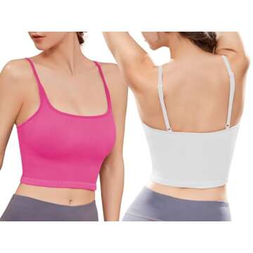 Chilylori Seamless Sports Bra Cropped Tank Top with Adjustable Straps Workout Tops Ribbed Sports Bra...