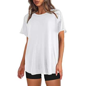 SENSERISE Womens Oversized T Shirt Crewneck Short Sleeve Summer Athletic Tees Shirt Loose Fit Y2K To...