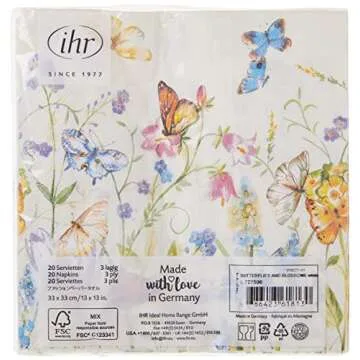 IHR 3-Ply Party Napkins with Butterfly and Blossom Design