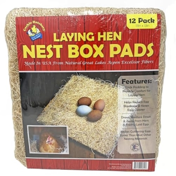 Excelsior Nest Box Pads for Chickens - Eco-Friendly Liner 12 Pack