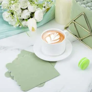 Elegant Sage Green Cocktail Napkins - 120 Pcs