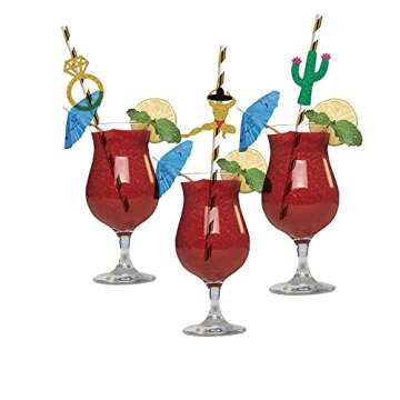 Bachelorette Party Decorations Straws 24 Pack | Cactus & Bridal Ring & Stripper Dancing Men Straws |...