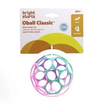 Bright Starts Oball Easy Grasp Classic Ball Infant Toy in Pink/Purple, Age Newborn and up. 4 Inches