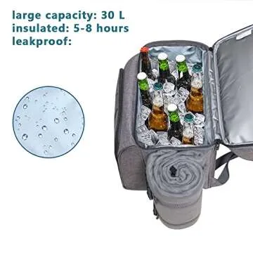 Hap Tim Picnic Basket for 2, 2 Person Picnic Backpack with Wine Holder, Fleece Blanket, Cutlery Set,Perfect for Beach, Day Travel, Hiking, Camping, BBQs, Family or Wedding Gifts for Couples (36083-G)