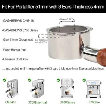 51mm Bottomless Portafilter 3 Ears for CASABREWS & 3700 Series with Stainless Steel Filter Basket