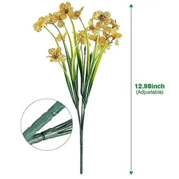 Satefello 20 Bundles Artificial Flowers for Outdoors, UV Resistant Fake Flowers with Plastic Plants,...