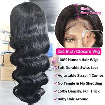 Hedy Body Wave Lace Front Wigs Human Hair Pre Plucked with Baby Hair Glueless 180% Density 10A Lace Closure Wigs for Black Women Natural Color 22 inch
