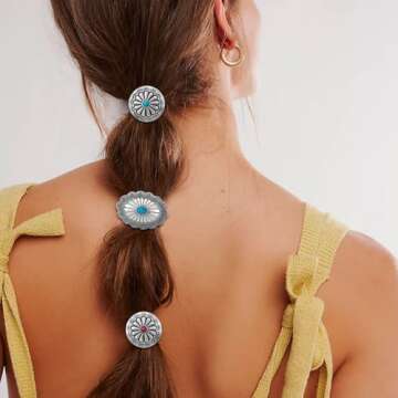 Stylish Western Ponytail Holders with Turquoise Beads