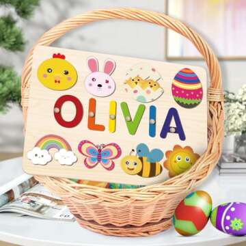 Name Puzzle for Kids Personalized, Baby Easter Gifts, Easter Basket Stuffers, Montessori Learning To...