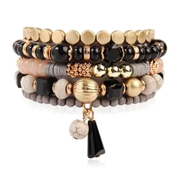 RIAH FASHION Bohemian Mix Bead Multi Layer Versatile Statement Bracelets - Stackable Beaded Strand S...