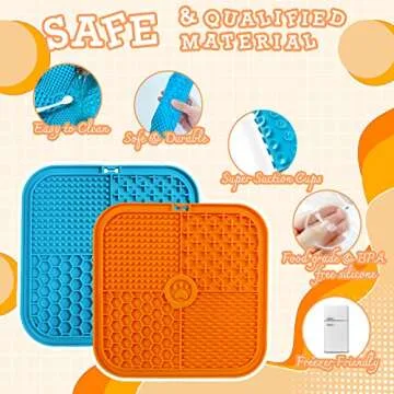 Lick Mat for Dogs,Slow Feeder & Non-Slip Design, Pet Calming Dog Treat Mat Anxiety Relief Dog Cat Training (Orange)