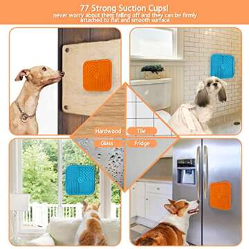 Lick Mat for Dogs,Slow Feeder & Non-Slip Design, Pet Calming Dog Treat Mat Anxiety Relief Dog Cat Training (Orange)