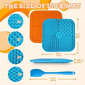 Lick Mat for Dogs,Slow Feeder & Non-Slip Design, Pet Calming Dog Treat Mat Anxiety Relief Dog Cat Training (Orange)