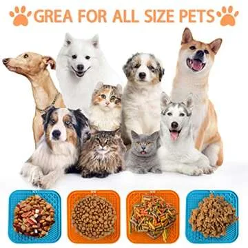 Lick Mat for Dogs,Slow Feeder & Non-Slip Design, Pet Calming Dog Treat Mat Anxiety Relief Dog Cat Training (Orange)