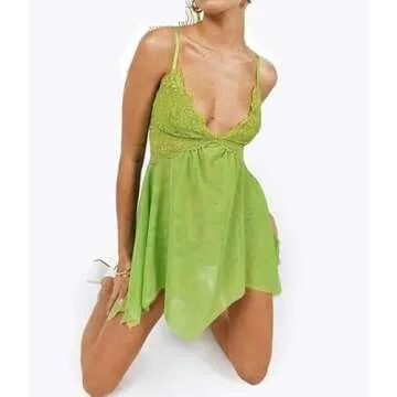 Yiulangde Green Tinkerbell Fairy Costume Mini Dress