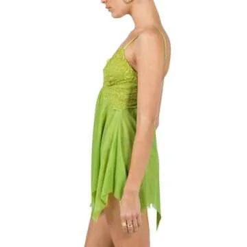 Yiulangde Green Tinkerbell Fairy Costume Mini Dress