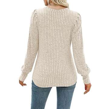 MIHOLL Women's Puff Long Sleeve Tops Elegant Casual Loose Blouses 2025 Fall Winter Shirts(Beige, x-l...