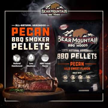 Bear Mountain All Natural Wood Pellets for Smoker, Grill & BBQ, 20 Lbs, Pecan