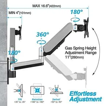 AVLT Dual Extended 13"-32" Monitor Wall Mount fits Two Flat/Curved Computer Monitor Full Motion Height Swivel Tilt Rotation Adjustable Monitor Arm - VESA/Cable Management
