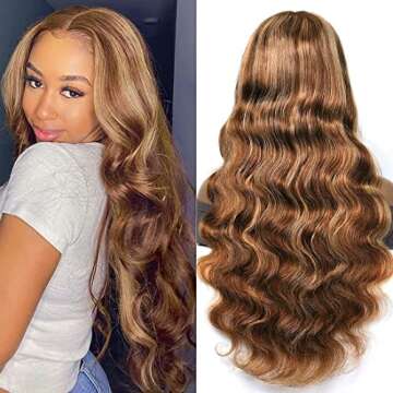 UNICE Body Wave Ombre Blonde Highlight Lace Front Wigs Human Hair Pre Plucked 10A Brazilian Remy Hai...