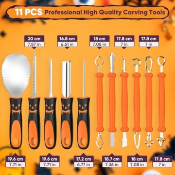 Heavy Duty Pumpkin Carving Kit - 31 Tools & Stencils