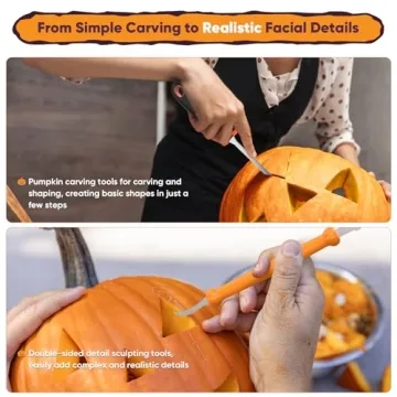 Heavy Duty Pumpkin Carving Kit - 31 Tools & Stencils