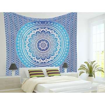 Aakriti Gallery Montreal Tappassier Ombre Indian Wall Hanging Hippie Mandala Tapestry Bohemian Bedsp...