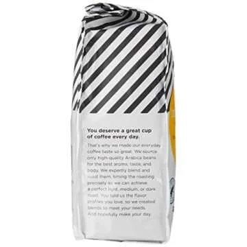 Amazon Fresh Just Bright Whole Bean Coffee, Light Roast, 12 Ounce (Pack of 3)