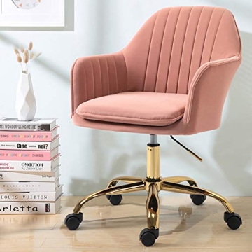 HOMHUM Desk Chairs with Wheels, Home Office Chair Mid-Back Velvet Office Chair Adjustable Cute Chair...