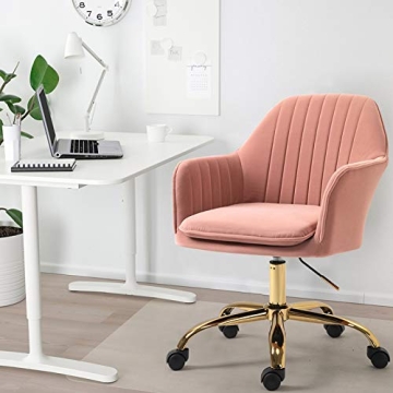 Elegant Pink Velvet Office Chair with Gold Base