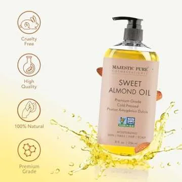 Majestic Pure Sweet Almond Oil for Skin and Hair Care
