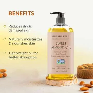 Majestic Pure Sweet Almond Oil for Skin and Hair Care