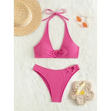 Adorable OYOANGLE Women's Hot Pink Bikini Set