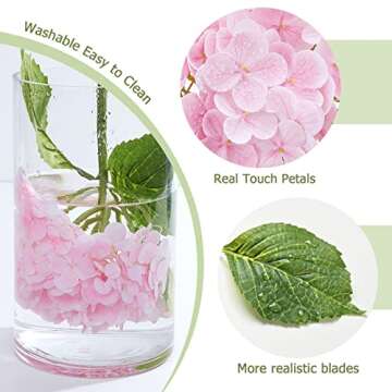 Waipfaru 21" Real Touch Hydrangea Artificial Flowers with Long Stem & Leaves, Full Latex Faux Hydrangea Flowers for Home Decor Party Floral Arrangements Wedding Bouquets Centerpieces(Pink, 3Pcs)