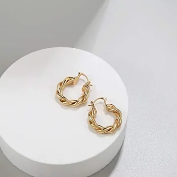 Stylish LILIE&WHITE Twisted Gold Hoops for Women