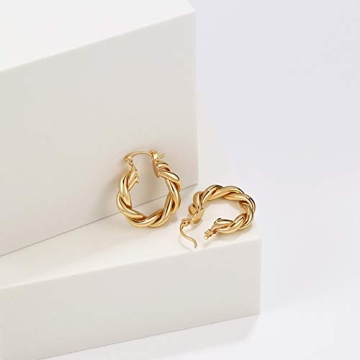 Stylish LILIE&WHITE Twisted Gold Hoops for Women