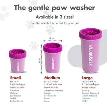 Dexas MudBuster Portable Dog Paw Washer Medium Fuchsia
