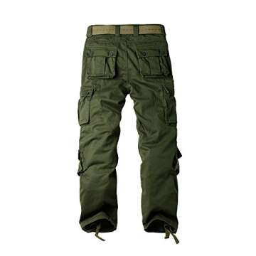 OCHENTA Men's Military Cargo Pants, 8 Pockets Combat Trousers #3357 Army Green 36