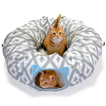 Kitty City Large Cat Tunnel Bed - Cozy Cat Play Tunnel with Fun Toys