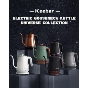 Keebar Electric Kettle, Gooseneck Kettle with Auto Shut Off, 0.8L Small Eletric Tea Kettle, Precise ...