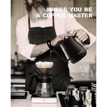 Keebar Electric Kettle, Gooseneck Kettle with Auto Shut Off, 0.8L Small Eletric Tea Kettle, Precise Spout Designed for Coffee Tea, 1000W Quick Heat Up, Stainless Steel, Matte Black