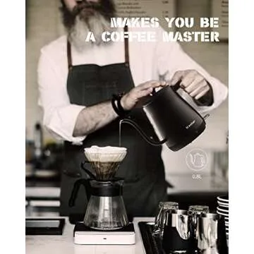 Keebar Electric Kettle, Gooseneck Kettle with Auto Shut Off, 0.8L Small Eletric Tea Kettle, Precise Spout Designed for Coffee Tea, 1000W Quick Heat Up, Stainless Steel, Matte Black