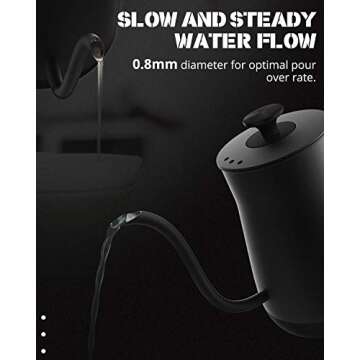 Keebar Electric Kettle, Gooseneck Kettle with Auto Shut Off, 0.8L Small Eletric Tea Kettle, Precise Spout Designed for Coffee Tea, 1000W Quick Heat Up, Stainless Steel, Matte Black