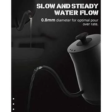 Keebar Electric Kettle, Gooseneck Kettle with Auto Shut Off, 0.8L Small Eletric Tea Kettle, Precise Spout Designed for Coffee Tea, 1000W Quick Heat Up, Stainless Steel, Matte Black