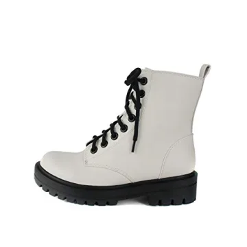 Soda FIRM - Stylish Combat Ankle Bootie with Side Zipper & Chunky Heel