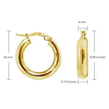 Hoops & Loops - Sterling Silver 25mm High Polished Click Top Hoop Earrings in Yellow Gold Flash Plated