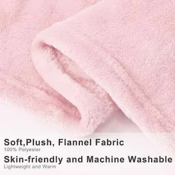 urnexttour Kids Travel Blanket and Pillow- Premium Soft Pink Airplane Blanket with Adjustable Travel Bag, Hand Luggage Belt Compact Pack Large Blanket for Car, Road Trip, Home Use (60"*40" in)