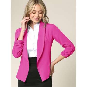 LL WSK2324 Women 3/4 Sleeve Blazer Cardigan Jacket